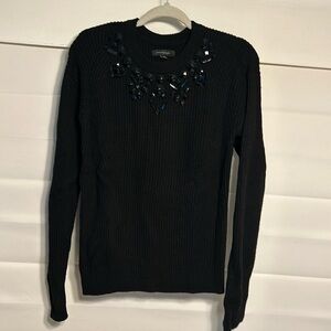 Super cute black beaded sweater Ann Taylor